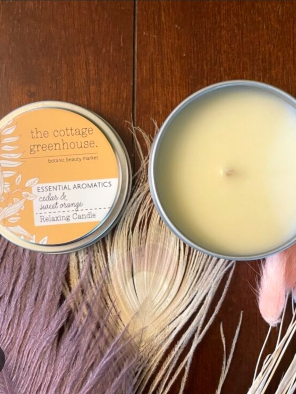 Margot Elena the cottage greenhouse  RELAXING Candle 4 oz Sweet Orange + Cedar